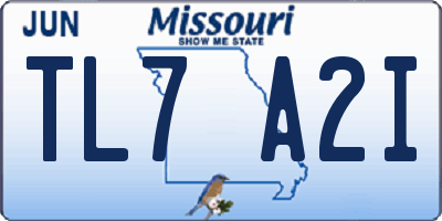MO license plate TL7A2I