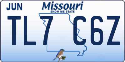 MO license plate TL7C6Z