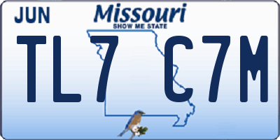MO license plate TL7C7M