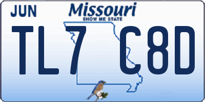 MO license plate TL7C8D