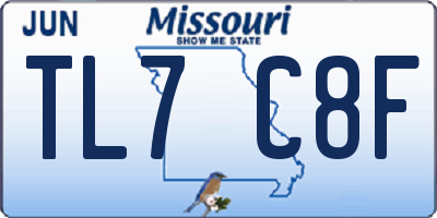 MO license plate TL7C8F