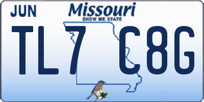 MO license plate TL7C8G