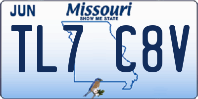 MO license plate TL7C8V