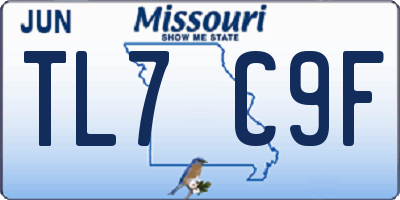 MO license plate TL7C9F