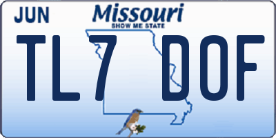 MO license plate TL7D0F