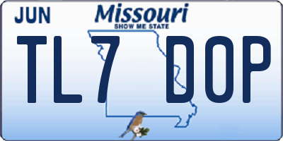MO license plate TL7D0P
