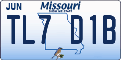 MO license plate TL7D1B