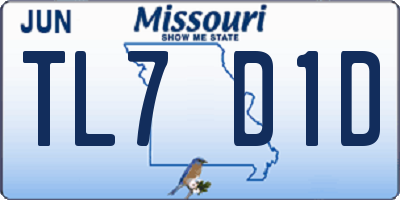MO license plate TL7D1D