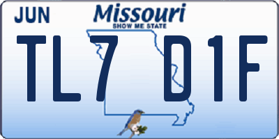 MO license plate TL7D1F