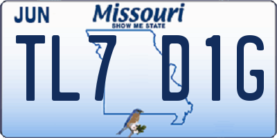 MO license plate TL7D1G