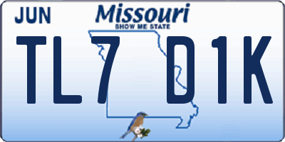 MO license plate TL7D1K