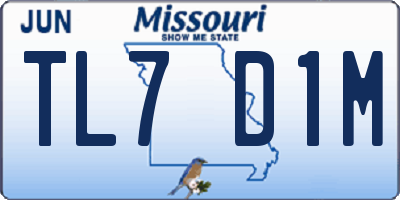 MO license plate TL7D1M