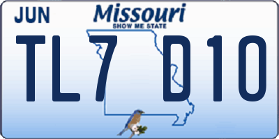 MO license plate TL7D1O