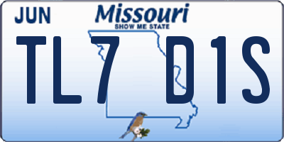 MO license plate TL7D1S