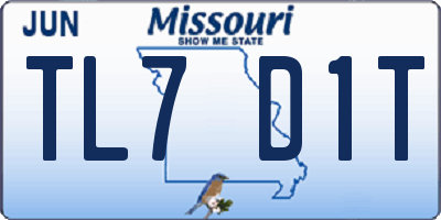 MO license plate TL7D1T