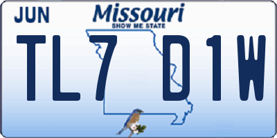 MO license plate TL7D1W