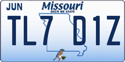 MO license plate TL7D1Z