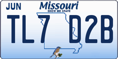 MO license plate TL7D2B