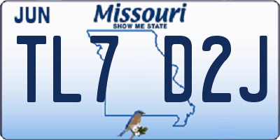 MO license plate TL7D2J
