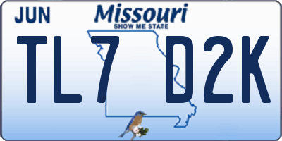 MO license plate TL7D2K
