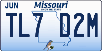 MO license plate TL7D2M