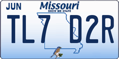 MO license plate TL7D2R