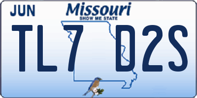 MO license plate TL7D2S