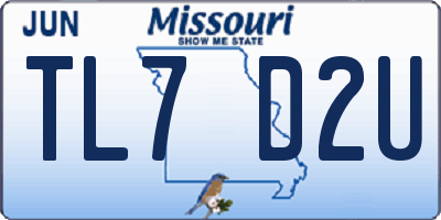 MO license plate TL7D2U
