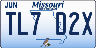 MO license plate TL7D2X