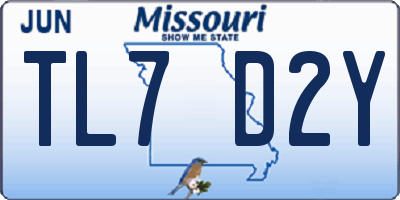 MO license plate TL7D2Y