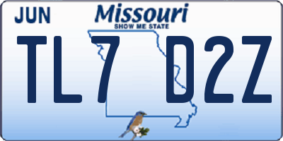 MO license plate TL7D2Z