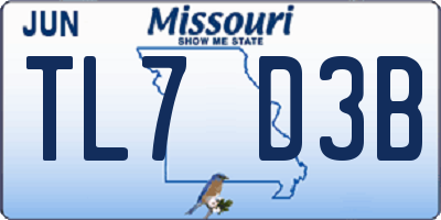 MO license plate TL7D3B