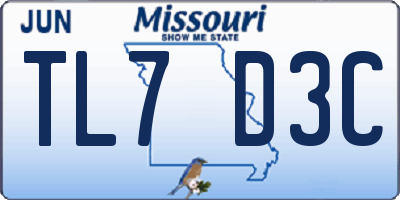 MO license plate TL7D3C