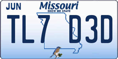 MO license plate TL7D3D