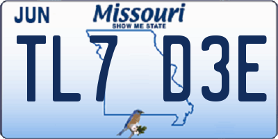 MO license plate TL7D3E