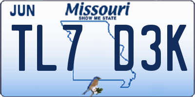 MO license plate TL7D3K