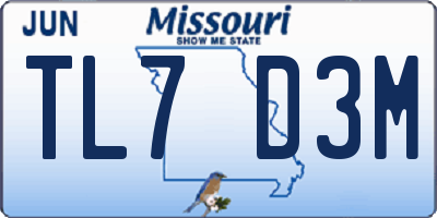 MO license plate TL7D3M
