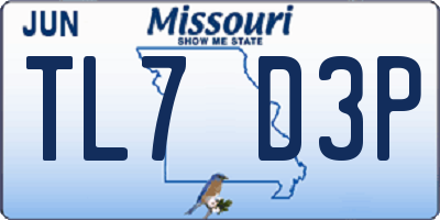 MO license plate TL7D3P