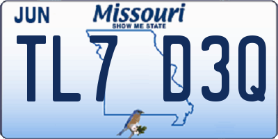 MO license plate TL7D3Q