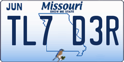MO license plate TL7D3R