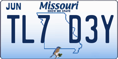 MO license plate TL7D3Y