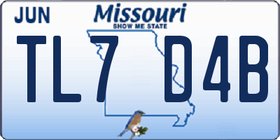 MO license plate TL7D4B
