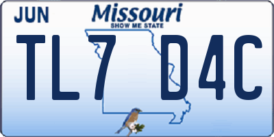 MO license plate TL7D4C