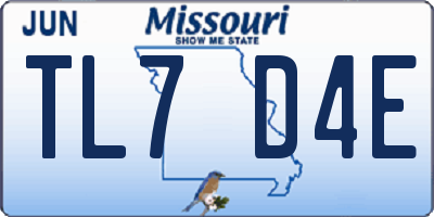 MO license plate TL7D4E