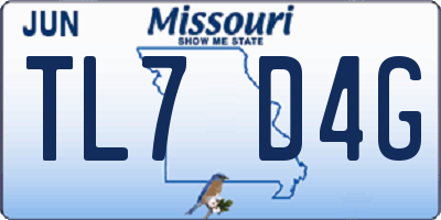 MO license plate TL7D4G