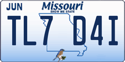 MO license plate TL7D4I