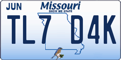 MO license plate TL7D4K
