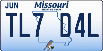 MO license plate TL7D4L