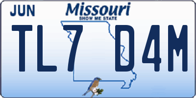 MO license plate TL7D4M