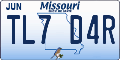 MO license plate TL7D4R